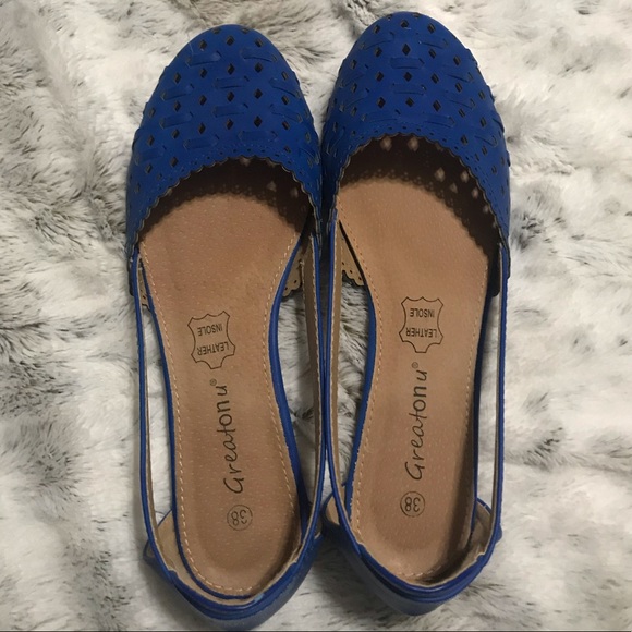 Blue cut out closed ballet flats - Picture 4 of 6